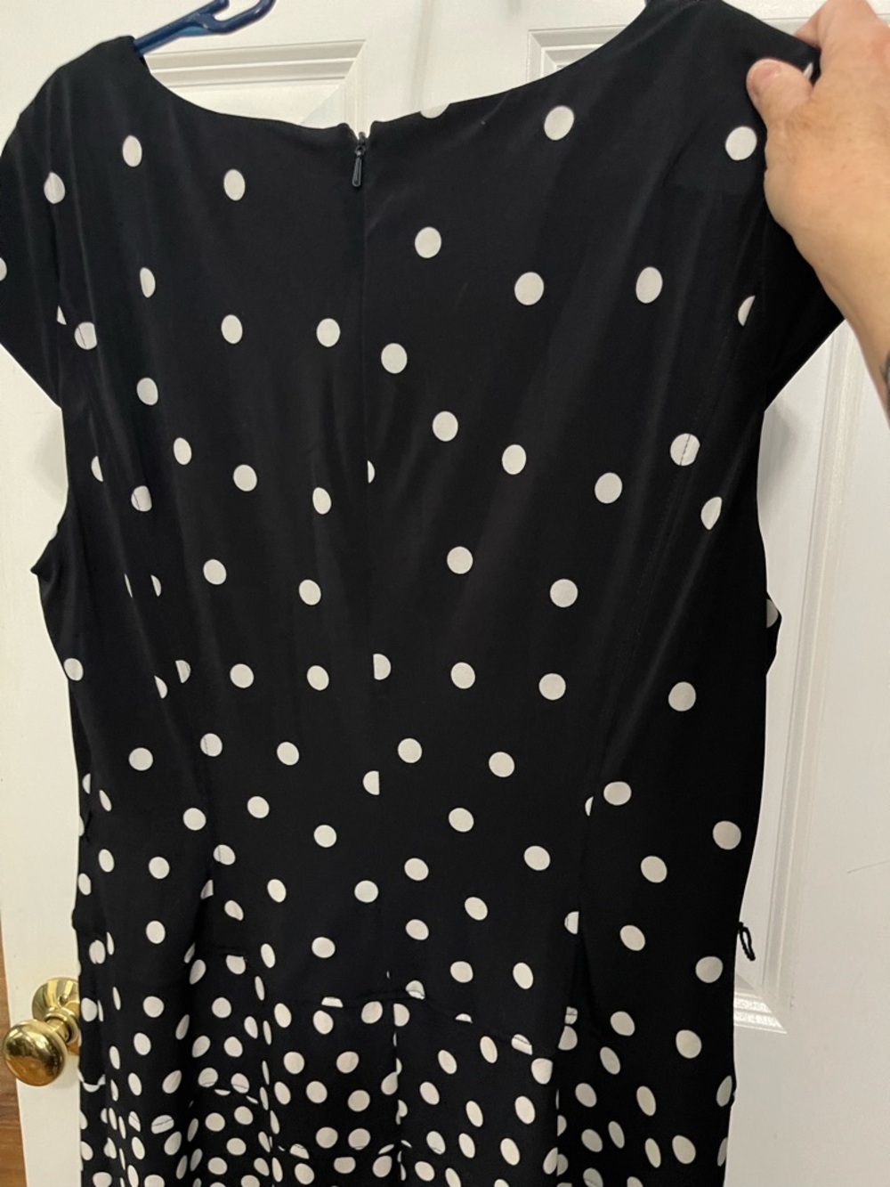 Anne Klein Black and White Polka Dot Fit-and-Flare Dress - Picture 2 of 3